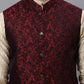 Jompers Men's Woven Jacquard Waistcoat ( JOWC 4004 Maroon )