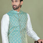 Woven Design Nehru Jacket For Men ( JOWC 4005Green )