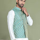 Woven Design Nehru Jacket For Men ( JOWC 4005Green )
