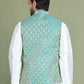 Woven Design Nehru Jacket For Men ( JOWC 4005Green )