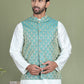 Woven Design Nehru Jacket For Men ( JOWC 4005Green )