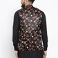 Jompers Men's Black Printed Nehru Jacket ( JOWC 4007Black )