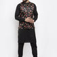 Jompers Men's Black Printed Nehru Jacket ( JOWC 4007Black )