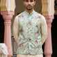 Men's Silk Blend Printed Nehru Jacket