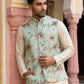 Men's Silk Blend Printed Nehru Jacket