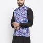 Jompers Men Violet Printed Satin Nehru Jacket (JOWC 4007 Voilet )