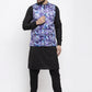 Jompers Men Violet Printed Satin Nehru Jacket (JOWC 4007 Voilet )