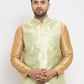 Jompers Men's Green Woven Nehru Jacket ( JOWC 4009Lime )