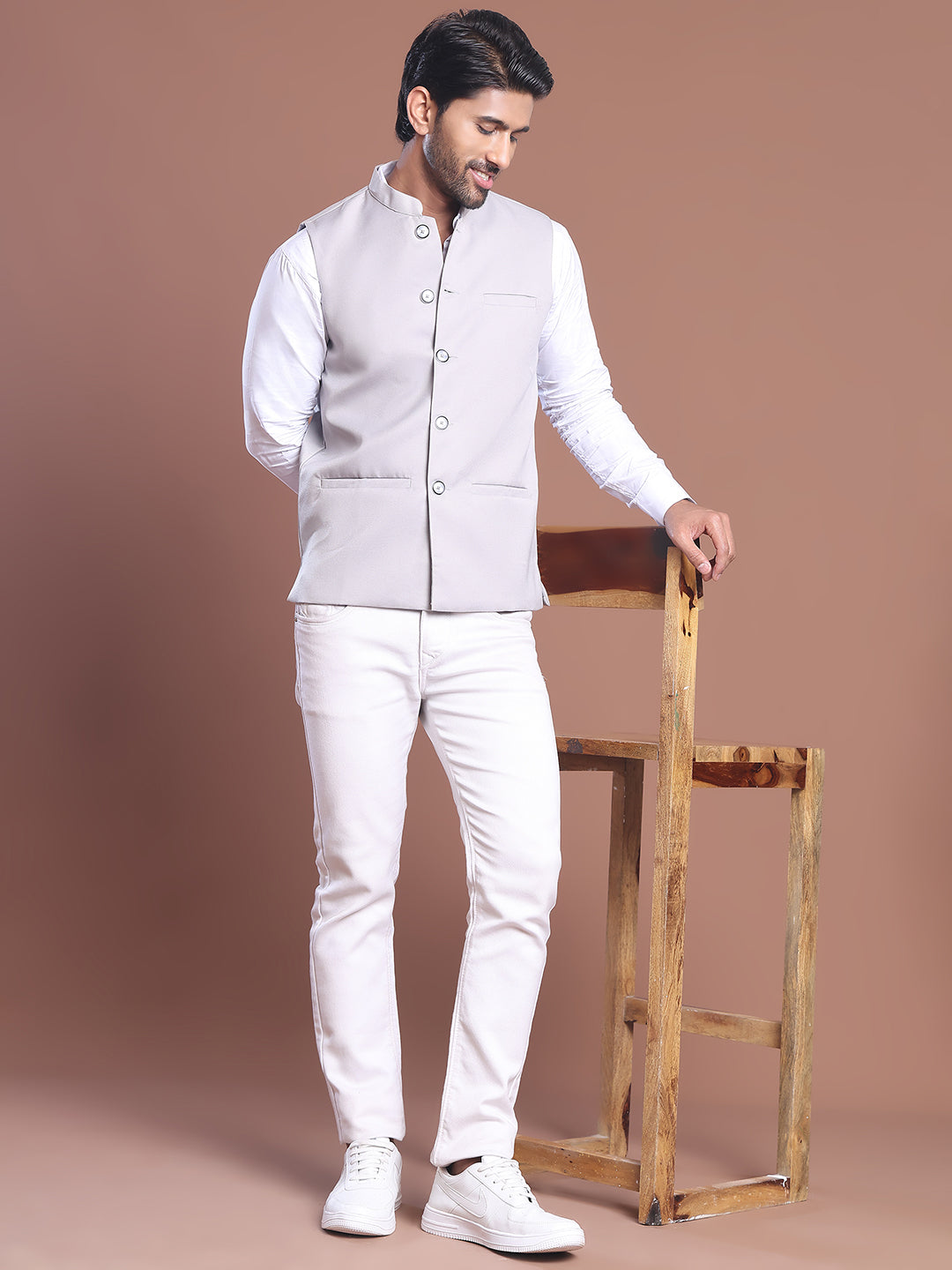 Solid Nehru Jacket For Men ( JOWC 4046 Grey )