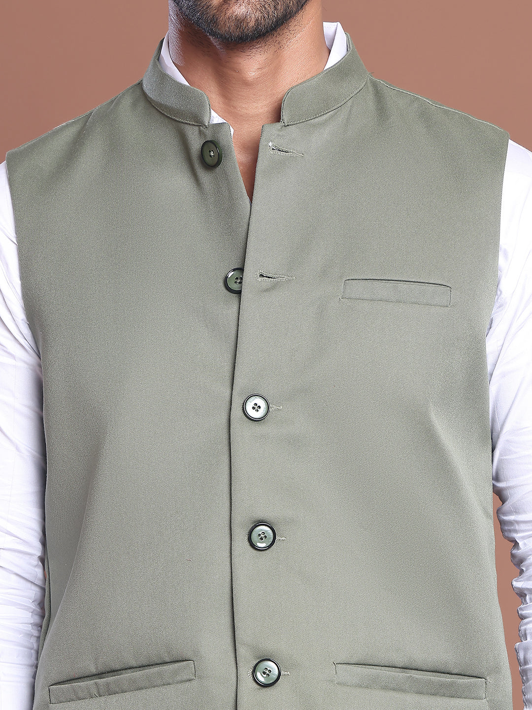 Solid Nehru Jacket For Men ( JOWC 4046 Pista )