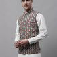 Men Teal and Maroon Printed Waistcoats