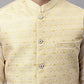 Men Yellow and White Woven Design Waistcoats