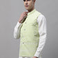 Men Green and White Embroidered Waistcoats