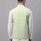 Men Green and White Embroidered Waistcoats