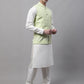 Men Green and White Embroidered Waistcoats