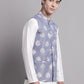 Men's Blue and Golden Printed Nehru Jacket