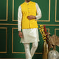 Men's Yellow Sequins and Embroidered Nehru Jacket