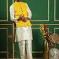 Men's Yellow Sequins and Embroidered Nehru Jacket