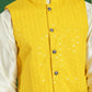 Men's Yellow Sequins and Embroidered Nehru Jacket