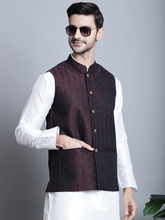 Men's Woven Design Nehru Jacket