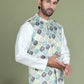 Floral Printed Nehru Jacket ( JOWC 4090Green )