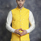 Men's embroidered and sequins Nehru Jacket ( JOWC 4093Yellow )