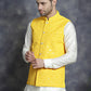 Men's embroidered and sequins Nehru Jacket ( JOWC 4093Yellow )