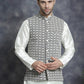 Men's embroidered and sequins Nehru Jacket ( JOWC 4094Grey )