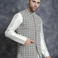 Men's embroidered and sequins Nehru Jacket ( JOWC 4094Grey )