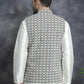 Men's embroidered and sequins Nehru Jacket ( JOWC 4094Grey )