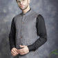 Men's Woven Design Nehru Jacket ( JOWC 4095Charcoal )
