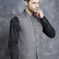 Men's Woven Design Nehru Jacket ( JOWC 4095Charcoal )