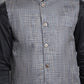 Men's Woven Design Nehru Jacket ( JOWC 4095Charcoal )