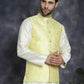 Men's Sequins and Embroidred Nehru Jacket ( JOWC 4096Yellow )