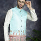 Men's Printed Nehru Jacket ( JOWC 4097Sky )