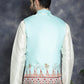 Men's Printed Nehru Jacket ( JOWC 4097Sky )