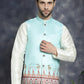 Men's Printed Nehru Jacket ( JOWC 4097Sky )
