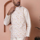 Floral Printed and Embroidered Nehru Jacket for Men