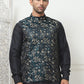 Embossed Silk Blend Nehru Jacket