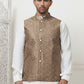 Embroidered With Sequin Silk Blend Nehru Jacket