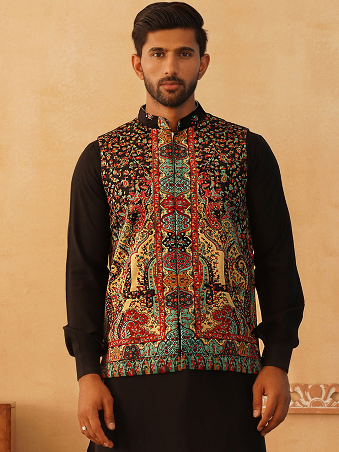 Printed Velvet Nehru Jacket