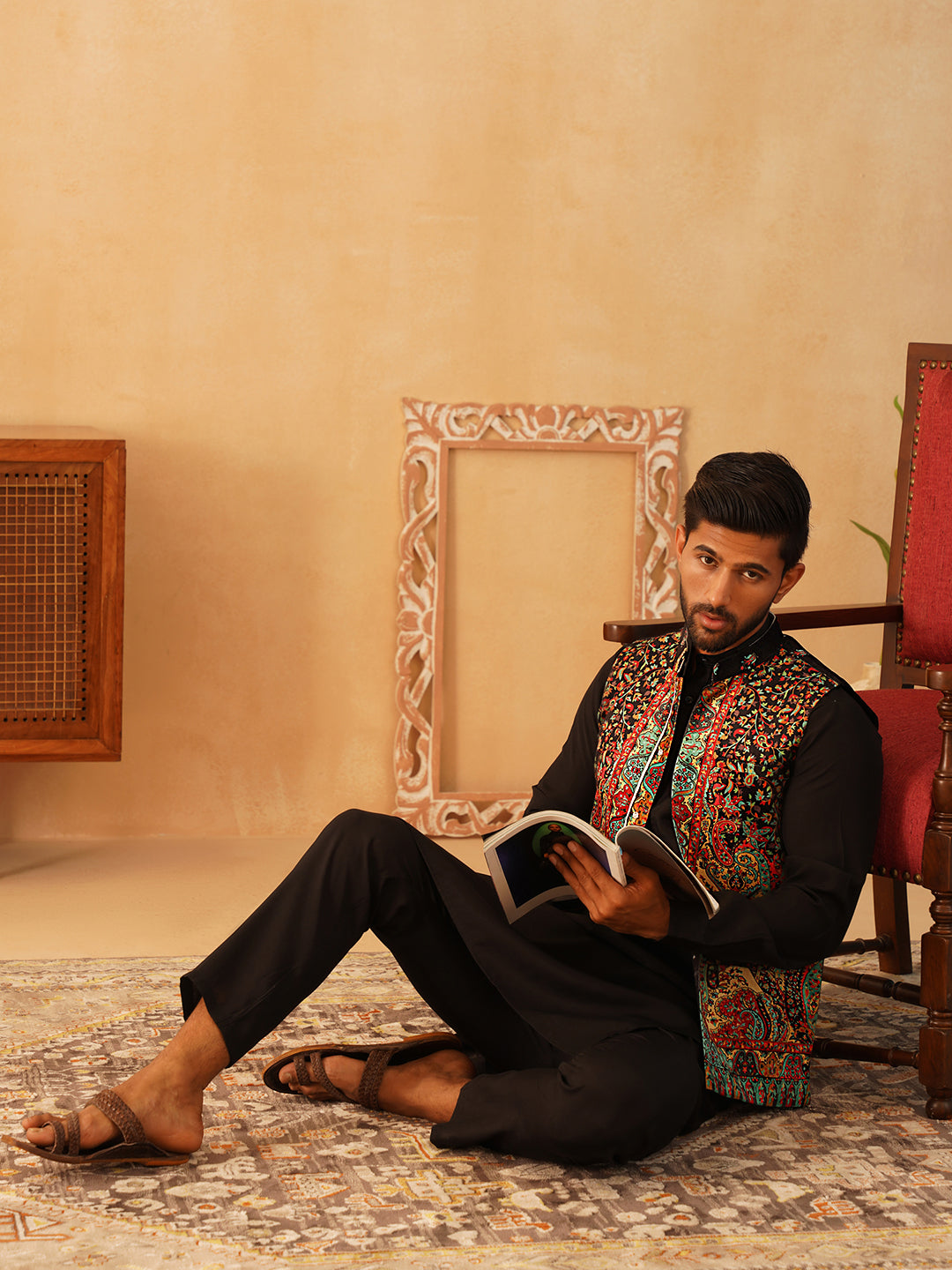 Printed Velvet Nehru Jacket
