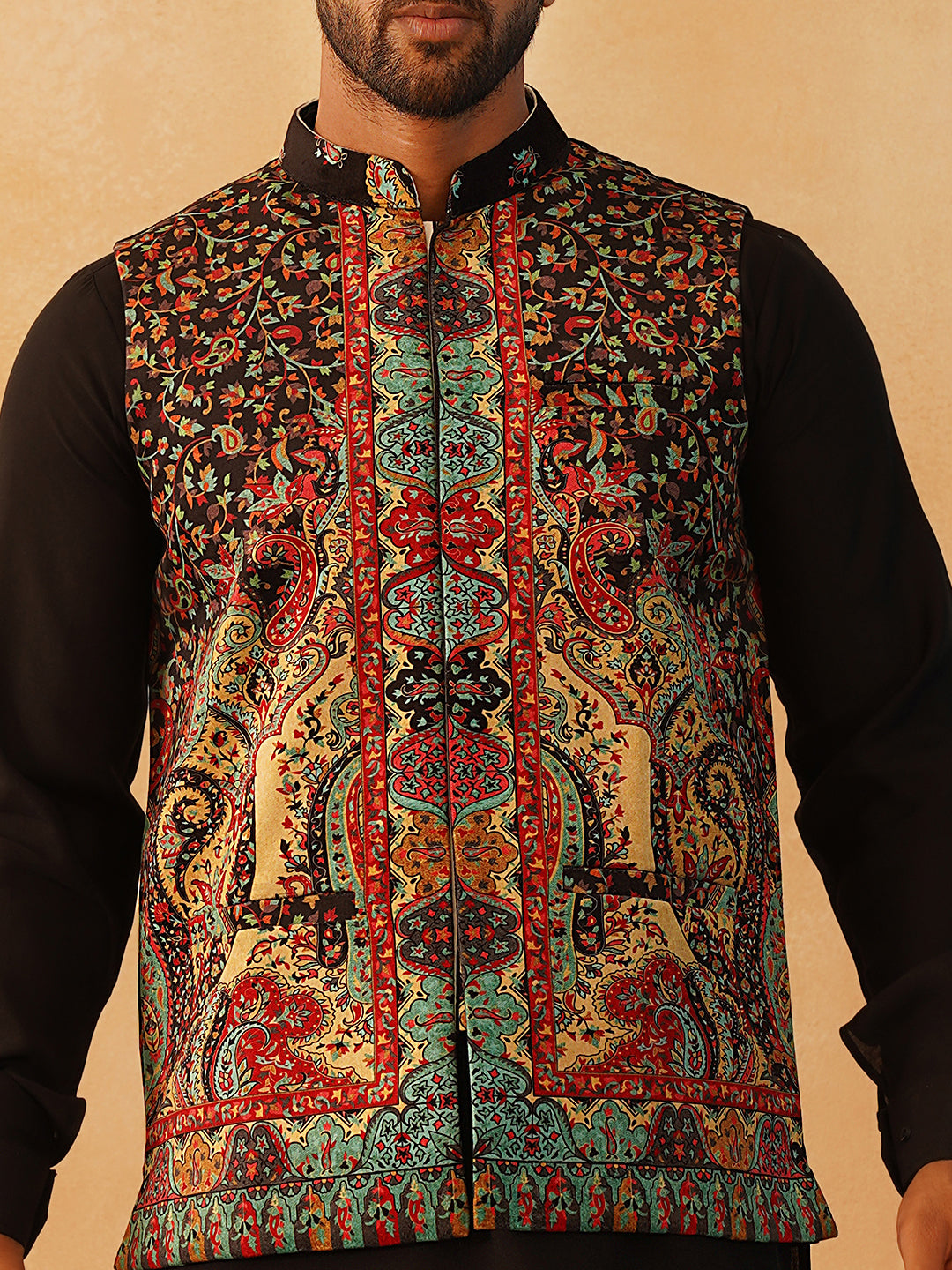 Printed Velvet Nehru Jacket