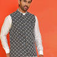 Embroidered Viscose Rayon Nehru Jacket ( JOWC 4110 Black )