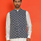 Embroidered Viscose Rayon Nehru Jacket ( JOWC 4110 Peacock )