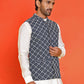 Embroidered Viscose Rayon Nehru Jacket ( JOWC 4110 Peacock )