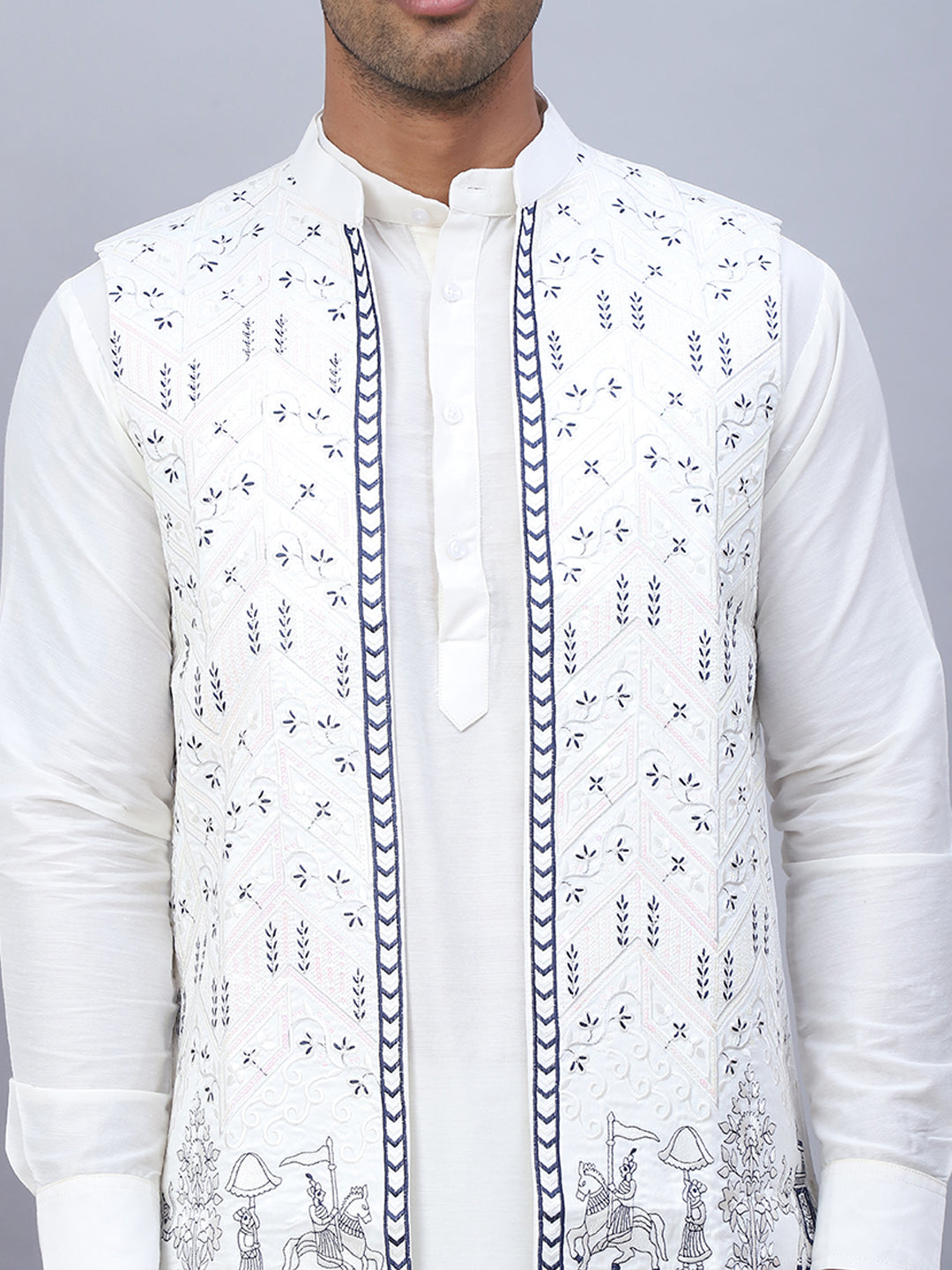 Embroidered Silk Blend Nehru Jacket