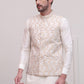 Woven Design Nehru Jacket For Men ( JOWC 4114White )