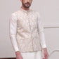Woven Design Nehru Jacket For Men ( JOWC 4114White )