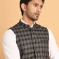 Black Checked Nehru Jacket ( JOWC 4115Charcoal )